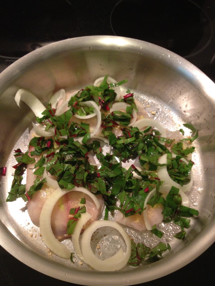 Add swiss chard and herbs